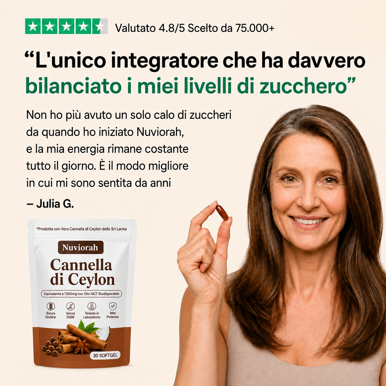 Cannella di Ceylon equivalente a 7200mg con Olio MCT