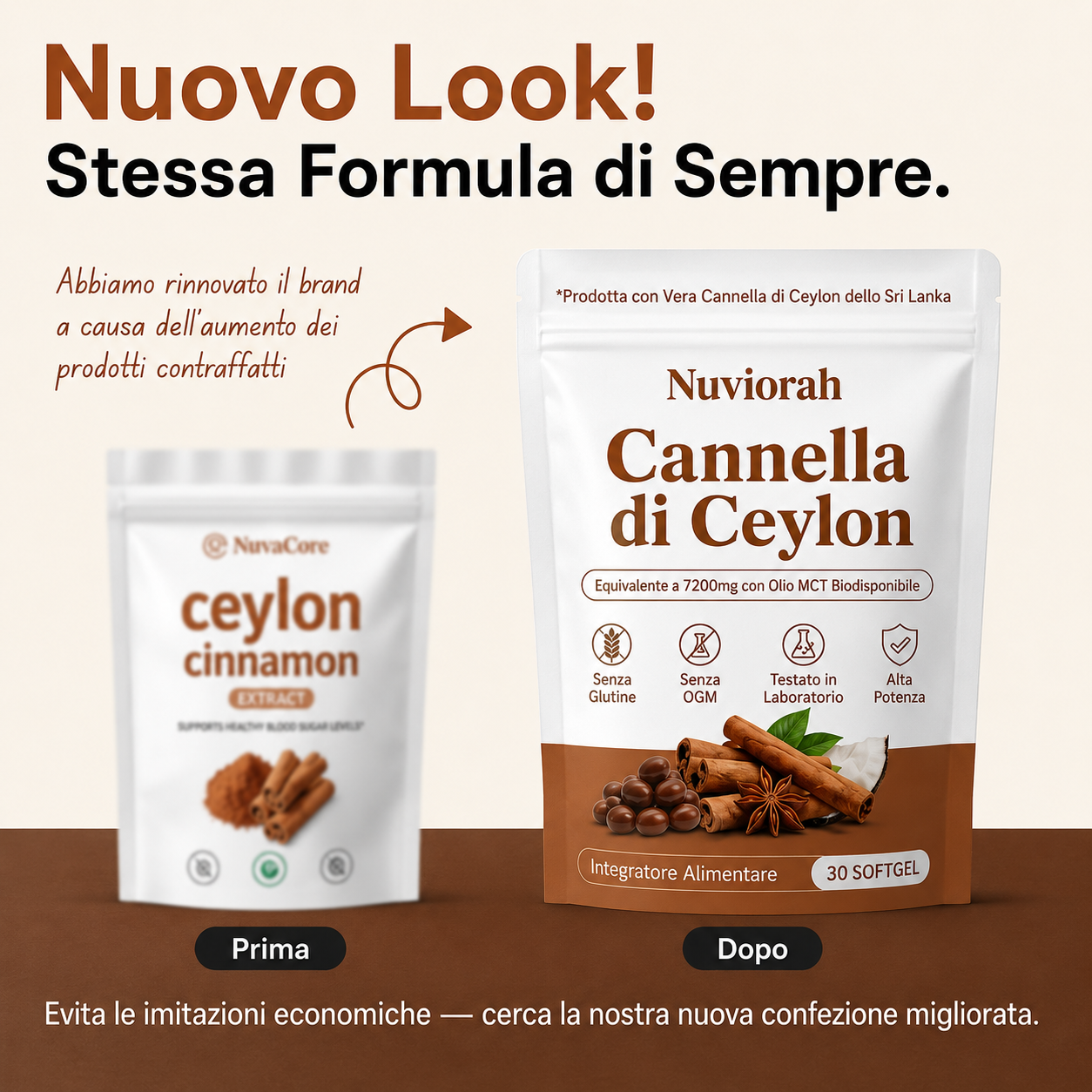Cannella di Ceylon equivalente a 7200mg con Olio MCT