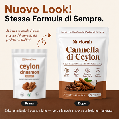 Cannella di Ceylon equivalente a 7200mg con Olio MCT